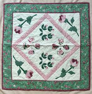 “Pink Flowers” Handmade Quilt Wall Hanging