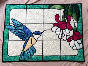 “Stained Glass Hummingbird” Handmade Quilt Wall Hanging
