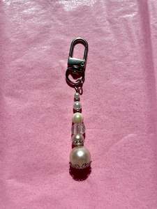Keychains Bag Charms: Mini Clip Upcycled Keychain | White