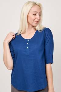 Clothing: Navy Peony Blouse