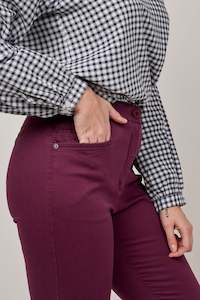 Wine Skinny Fit Cotton Pants