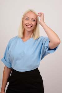 On Sale: Serene Sky Blue V-Neck Blouse