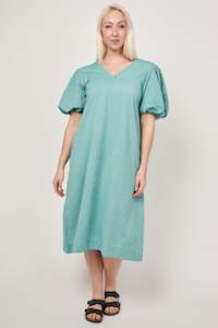 Clothing: Bishop Midi Dress - Aqua