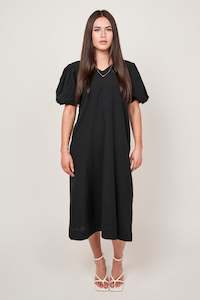 Clothing: Bishop Midi Dress  - Black