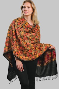 Scarves Shawls: Embroidered Wool Shawl