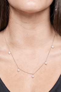 Silver Jewellery: Silver droplets pearl necklace