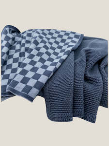Kitchen Towel Duos - Navy Denim Chequer