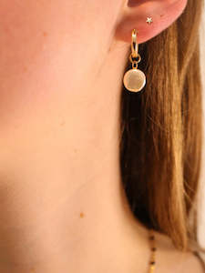 Golden Coin Pearl Hoops