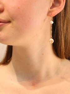 Gold Filled: Gold Duo Pearl Earrings