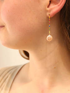 Rainbow Enamel Pearl Earrings