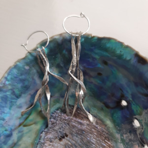 Earring: Seaweed - Sterling Silver Forged Earrings