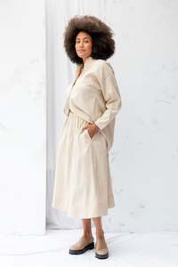 Artisan Handwoven Cotton: Cas Skirt | Cream Stripe