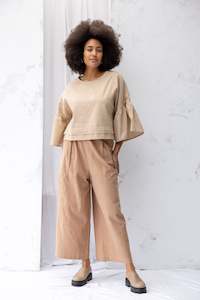 Artisan Handwoven Cotton: Sunday Top | Brown Gingham