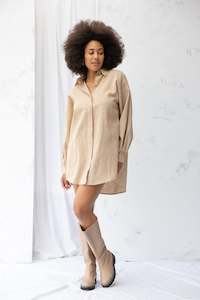 Artisan Handwoven Cotton: Found Shirt Dress | Brown Gingham