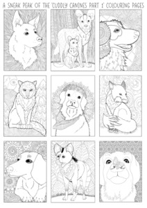 Products: Cuddly Canines Colouring Pages Pack: A5 VERSION The Craft Marketplace