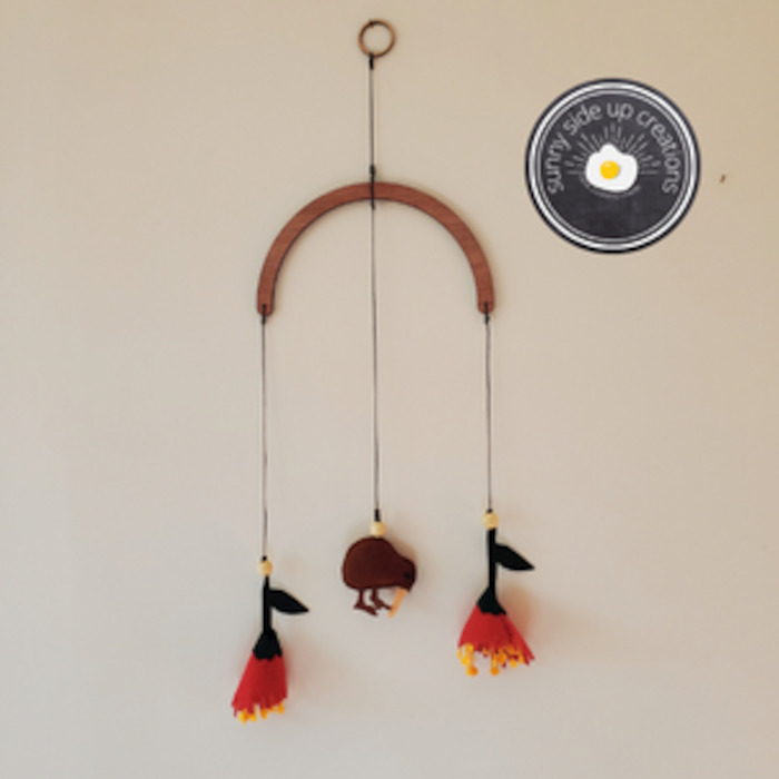 Kiwi Bird & Pōhutukawa Flower Decor- Baby Mobile or Wall Hanging The Craft Marketplace