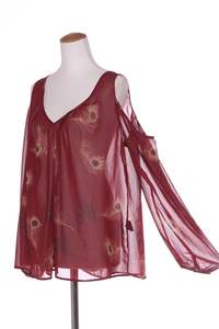 50 Off Sale: NO BRAND - Peacock feather cold shoulder top! 16