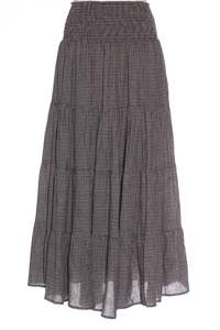 50 Off Sale: MAX - Mini check organic cotton/linen tiered maxi skirt! 10
