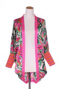 CHARLO - Tropical print rib cuff kimono cardi! 8-12