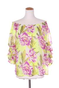 Clearance: AUGUSTINE - Neon yellow + purple floral Top! 12
