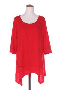 Clearance: SLATE the label - Red linen blend layer hem top! 14-16