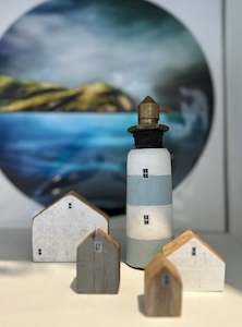 New Zealand Handmade: Blue Wooden Lighthouse Set