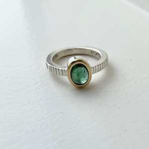 Silver 18ct Gold Tourmaline Ring