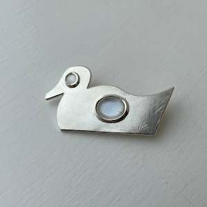 John Z Robinson Jewellery: Silver Moonstone Duck Brooch