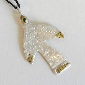 Feast Of Feathers: Flying Bird Pendant with Emerald Eye