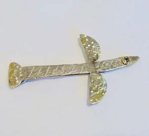 Feast Of Feathers: Flying Fish Brooch with Aqua Eye