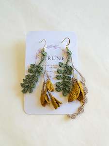 Hand crocheted Kowhai earrings