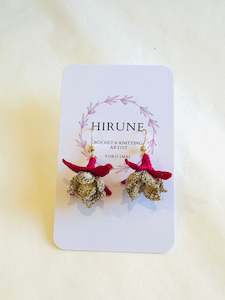 Yoko Imai: Hand crocheted Fucshia earrings