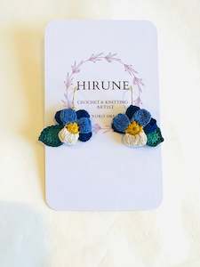 Yoko Imai: Hand crocheted Pansy earrings