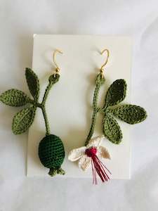 Hand crocheted feijoa earrings