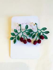 Yoko Imai: Hand crocheted Raspberry earrings