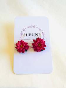 Yoko Imai: Hand crocheted peony earrings