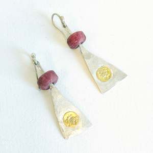 Organic Exhibition: Triangle Thulite bead Earrings