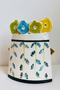 Sculptures: Blue Green Yellow Flower Vase