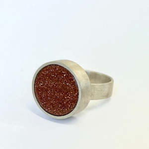 Kay Van Dyk: Goldstone and sterling silver ring