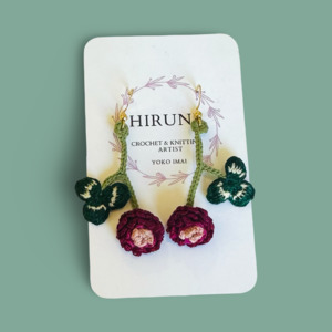 Hand crocheted peony bud earrings