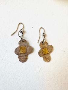 Organic Exhibition: Stirling Silver and 18ct Gold Flower Earrings