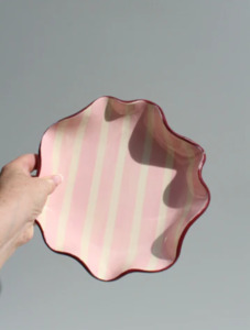 Ceramics: Pink and Burgundy Ruffle Bowl