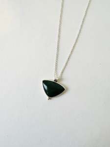 West Coast pounamu and sterling silver pendant necklace