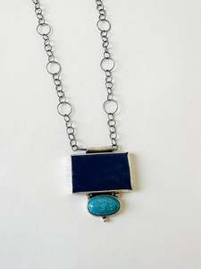 Festive Treats: Lapis Lazuli, Howlite and sterling silver pendant necklace