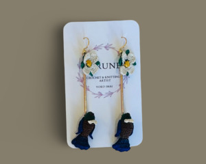 Hand crocheted Tui & Flower earrings