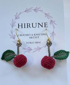 Yoko Imai: Hand crocheted Apple earrings