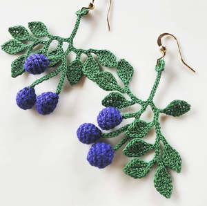 Hand crocheted Blueberry earrings