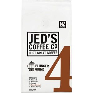 Jed’s Plunger Grind Coffee 4 Very Strong 200g – Redbasket – Online Grocery