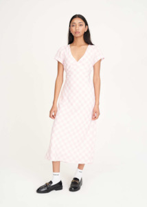 Womens: HUFFER Celine Tie Back Midi Dress - Pink/Chalk