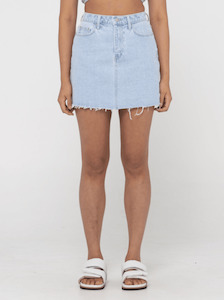 Rusty: RUSTY Celeste High Rise Denim Skirt - Sky Blue Heather